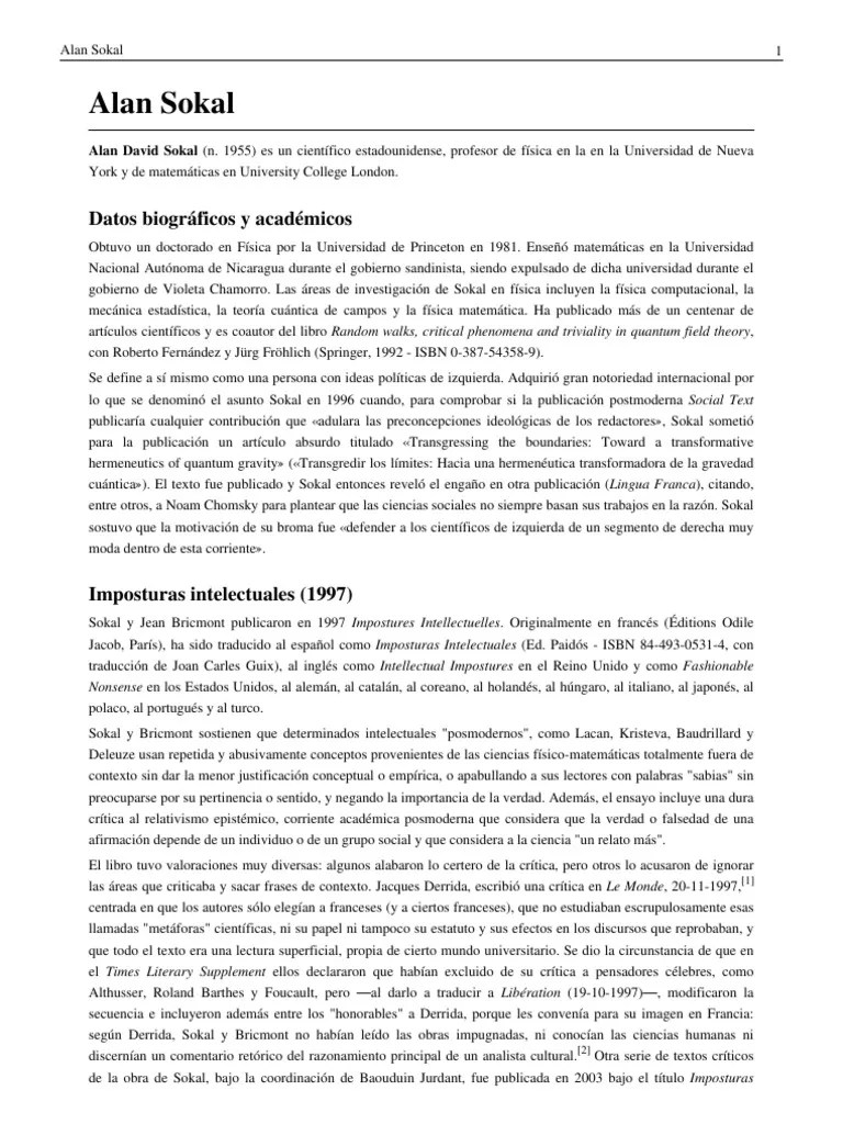 Alan Sokal Movimientos filosóficos Ciencia filosófica