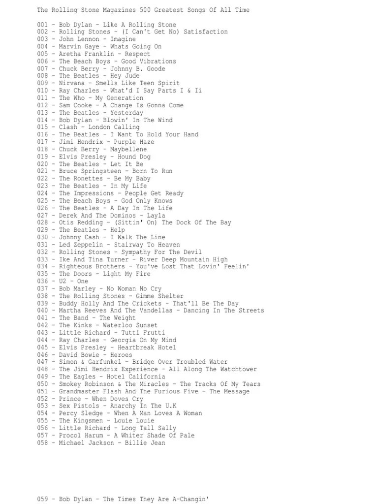 500 Greatest Songs of All Time (Rolling Stone) PDF