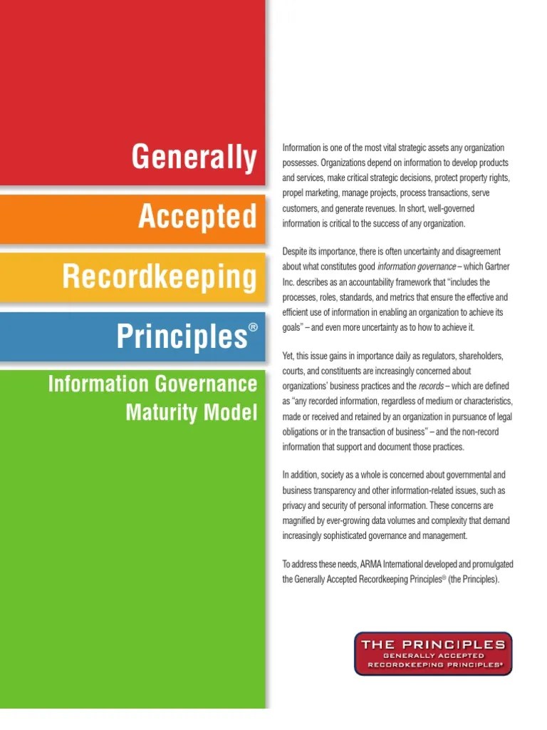 Generally Accepted Recordkeeping Principles Information Governance