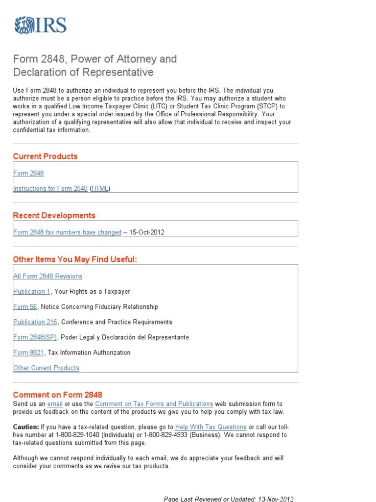 Breanna Form 2848 Fax Number Irs
