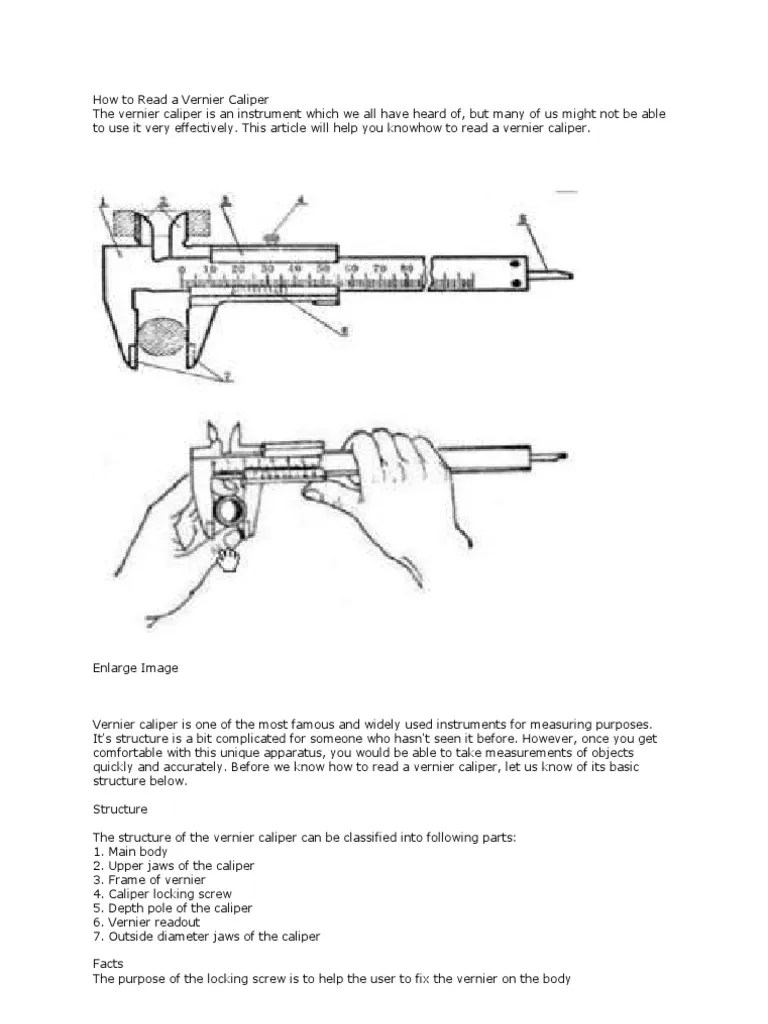 How to Read a Vernier Caliper Scientific Observation Physics
