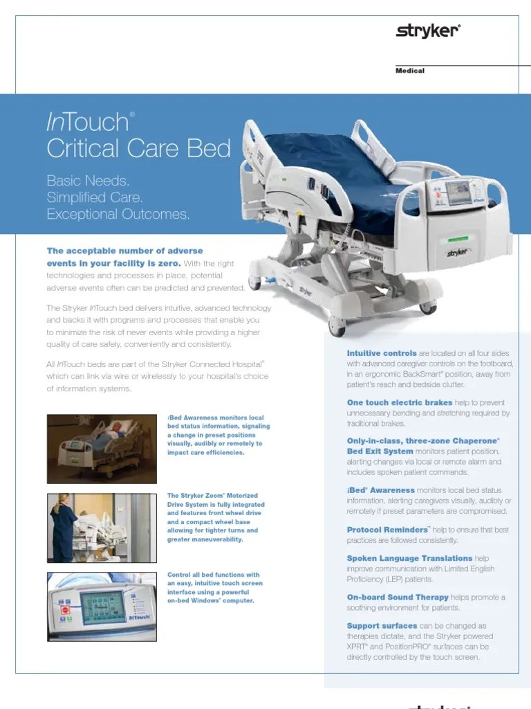 Stryker Intouch Critical Care Bed Caregiver Touchscreen