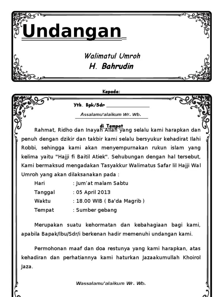 Contoh Undangan Haji Dan Umroh - Nusagates