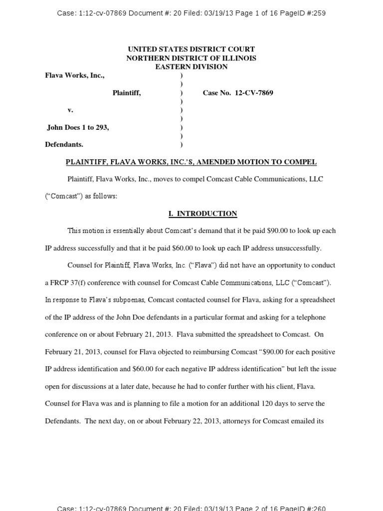 Document 20 Motion to Compel Federal Rules Of Civil Procedure Joinder