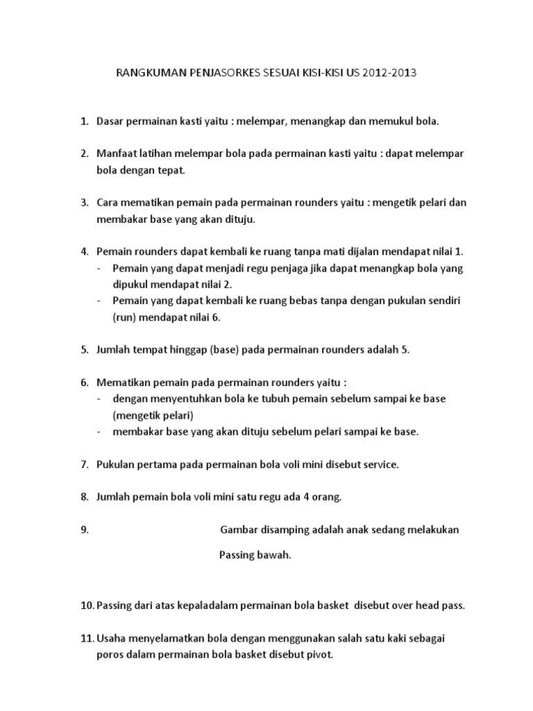 Rangkuman Penjasorkes Sesuai Kisi | PDF