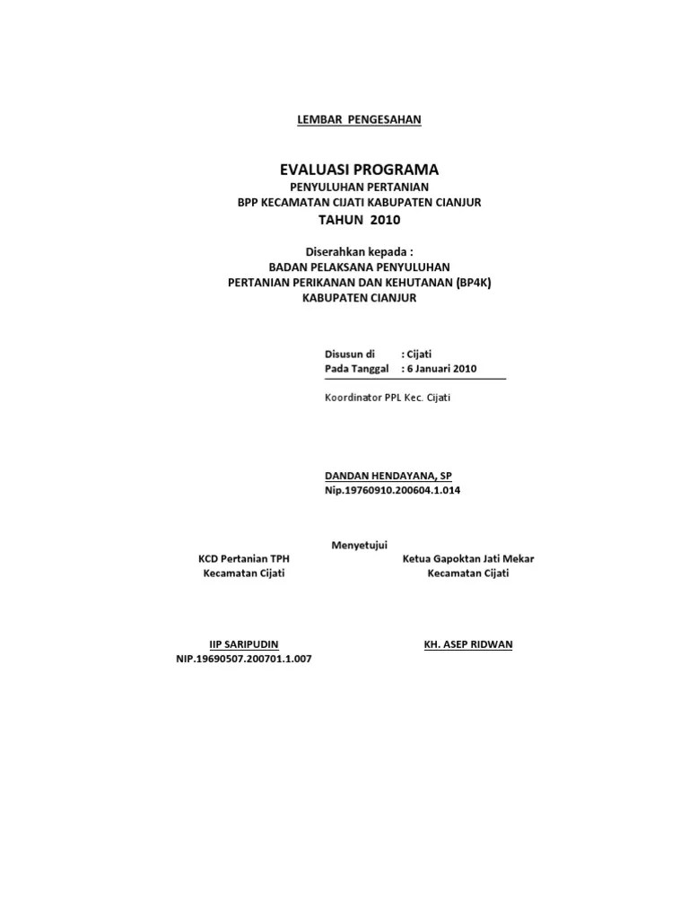 Evaluasi Programa Penyuluhan Tahun 2010 BPP Cijati | PDF