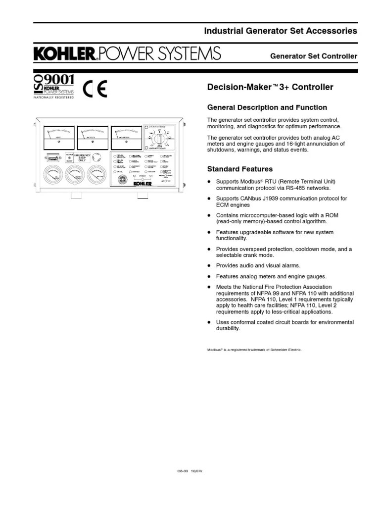 Kohler Controller (1) | Switch | Relay