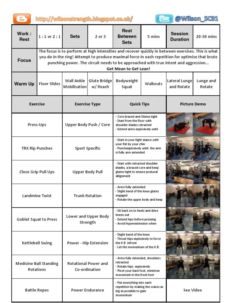 Boxing Strength and Conditioning Circuit
