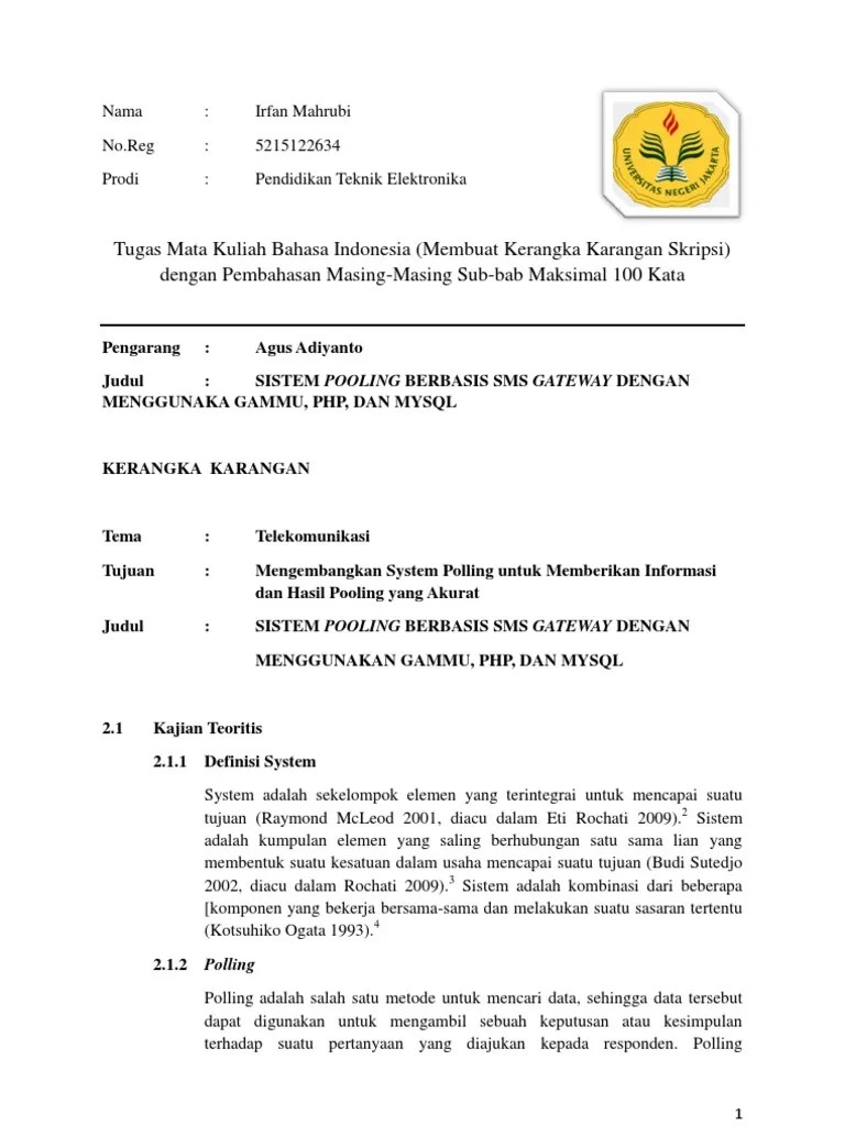 Tugas Bahasa Indonesia Membuat Kerangka Karangan Skripsi | Pdf