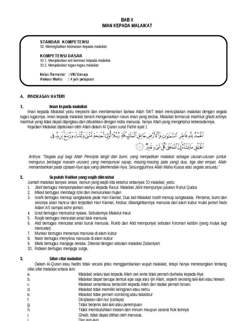 10 Aqidah Iman Kepada Malaikat | PDF