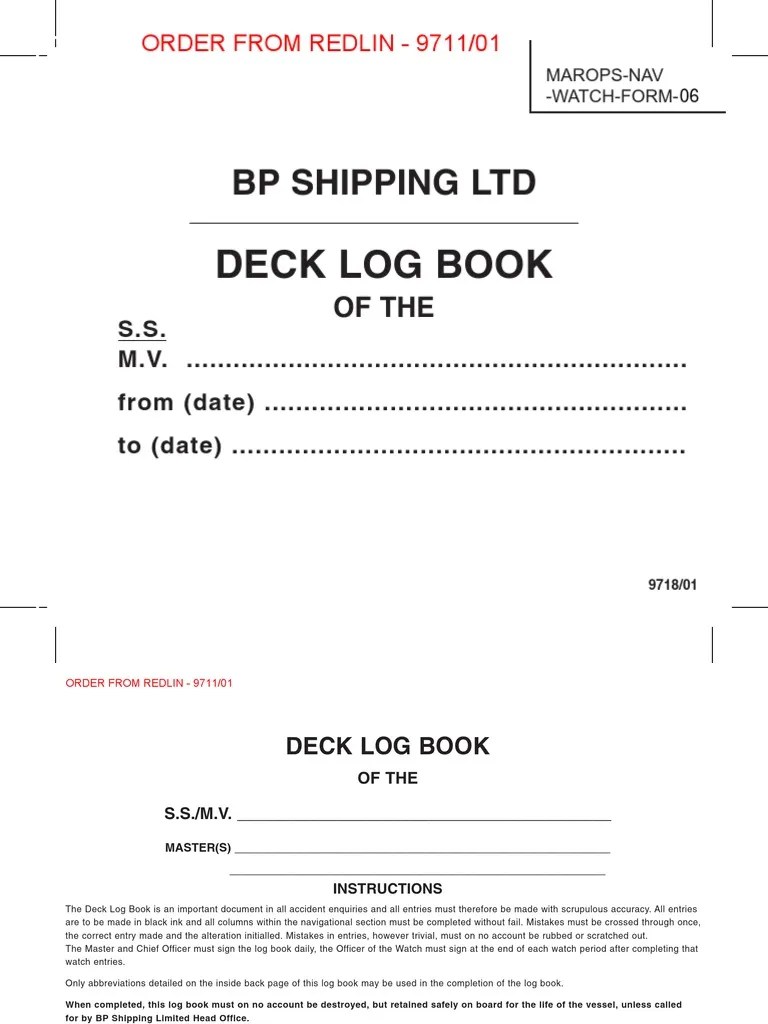 Deck Log Book Ships Time