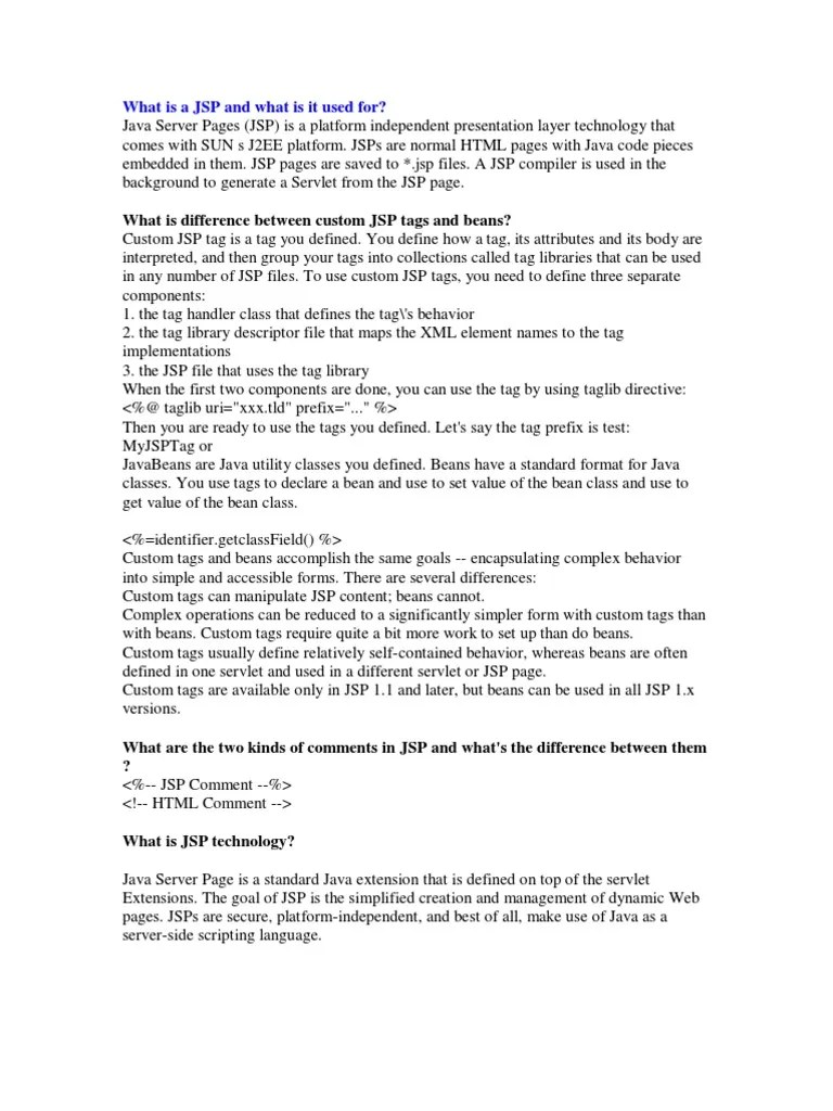 JSP & Servlets interview questions Java Server Pages Java Servlet
