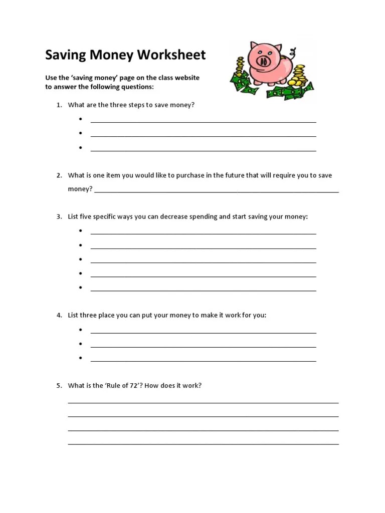 Saving Money Worksheet | PDF