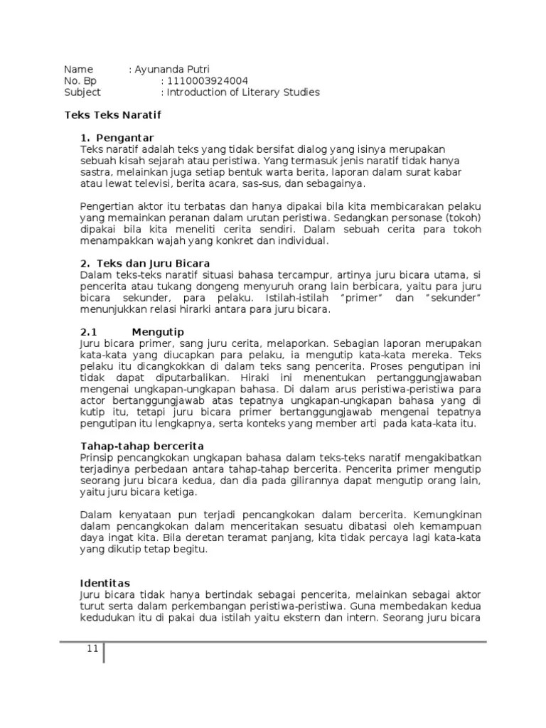 Introlit - Teks Teks Naratif | PDF