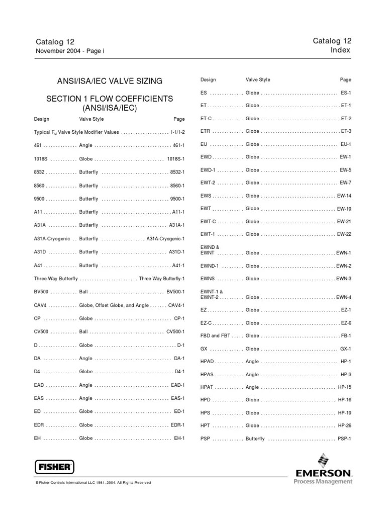 Fisher Catalog 12 CV value.pdf Valve Fluid Dynamics