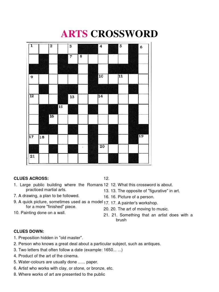 ARTS Crossword PDF Art