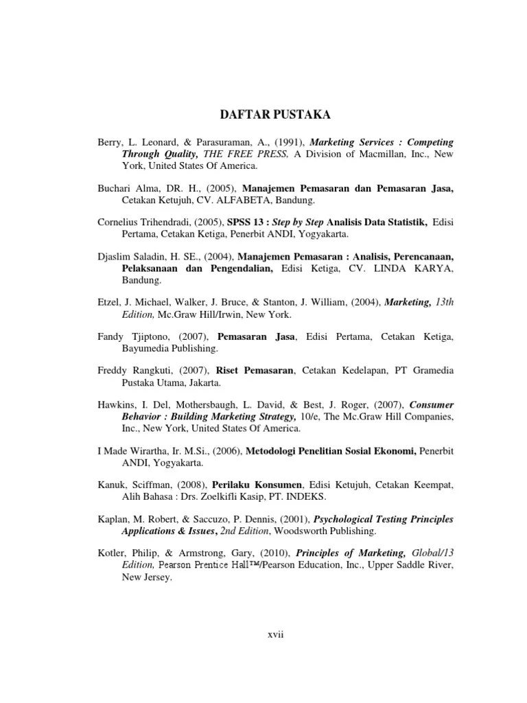 Skripsiku - 5 - Daftar Pustaka Skripsi Final | Pdf | Business | Pemasaran