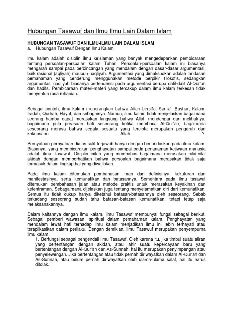 Pengertian Ilmu Tauhid Ilmu Fiqih Dan Ilmu Tasawuf Terkait Ilmu