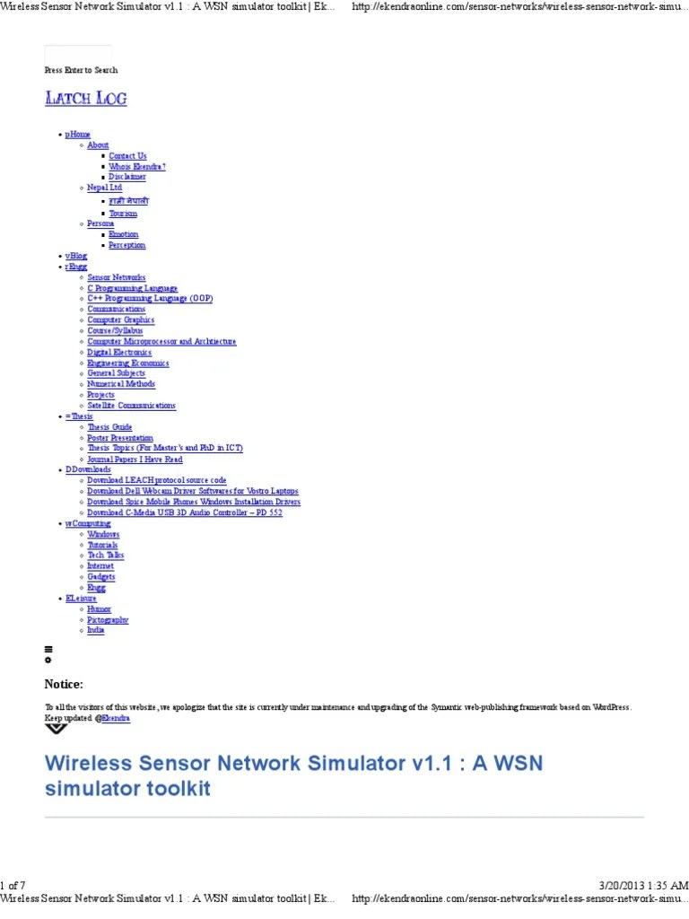 Wireless Sensor Network Simulator 1.1 PDF Download Free PDF