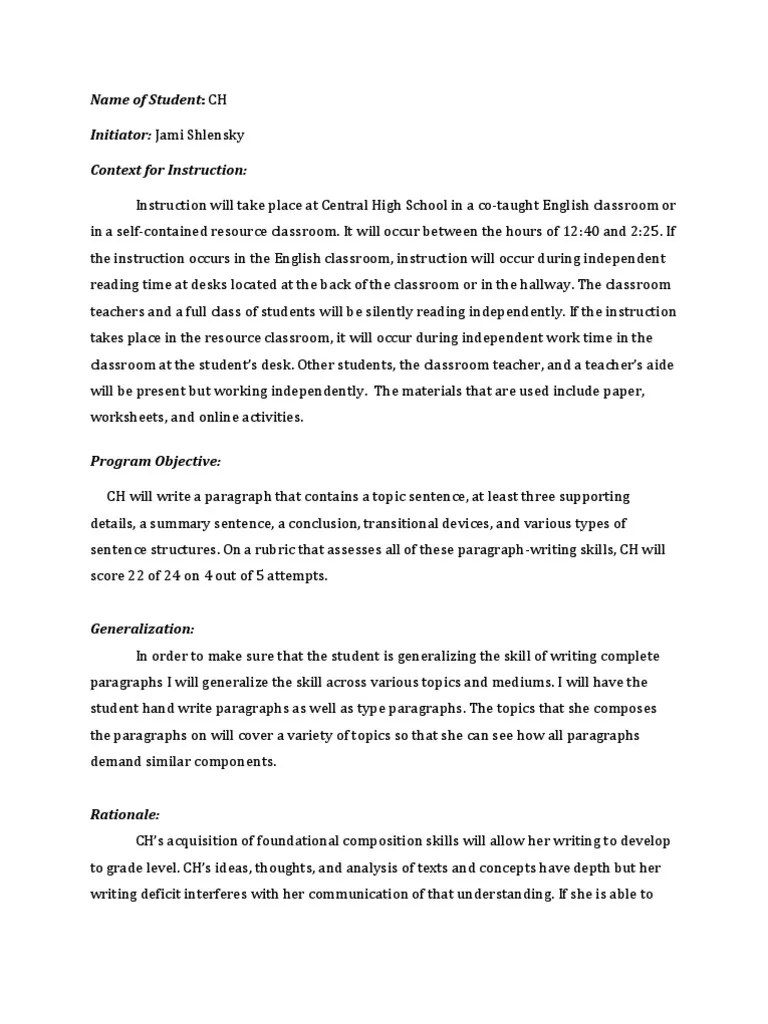 Writing Paragraphs Instructional Program Paragraph Classroom