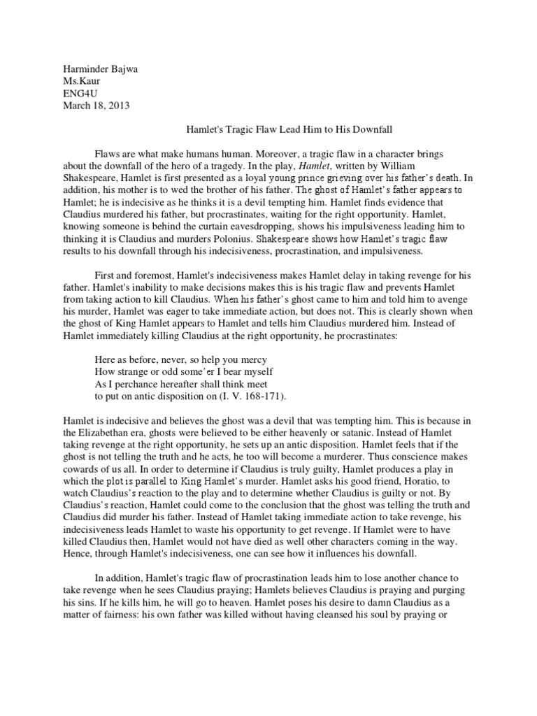 Hamlet Essay Hamlet Tragedy
