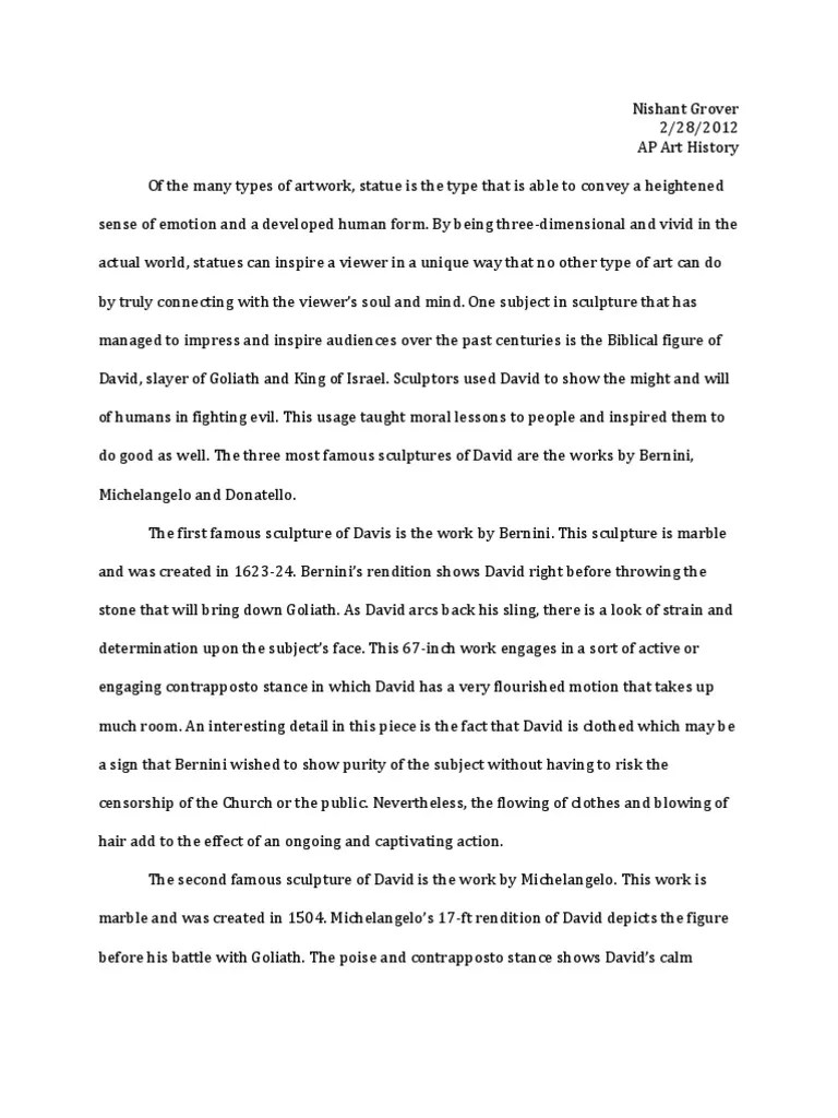 AP Art HistoryDavid Paper PDF Sculpture Arts (General)