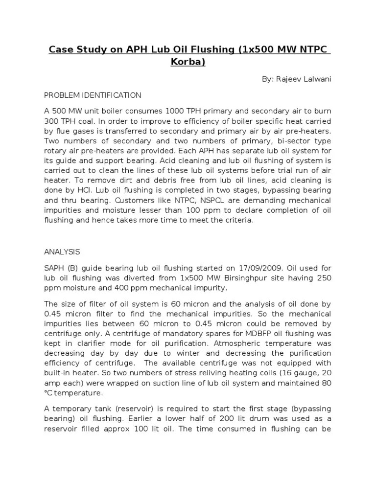 APH Lube Oil Flushing Rajeev PDF Hvac Bearing (Mechanical)