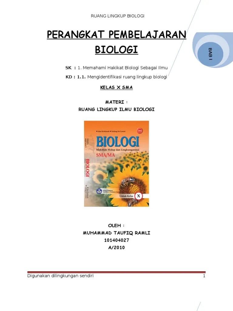 Lembar Kerja Siswa I Ruang Lingkup Biologi | PDF