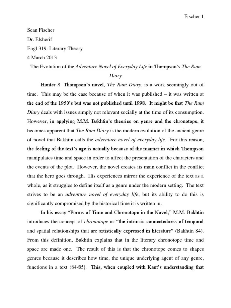 Chronotope in The Rum Diary PDF Cognitive Science Cognition