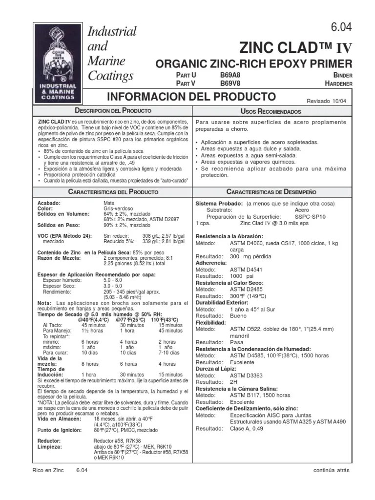 Zinc Clad IV Epoxy Zinc Primer (1) Zinc Acero