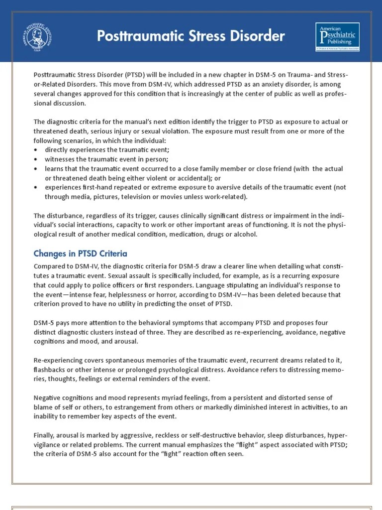 dsm5ptsd Psychological Trauma Dsm 5