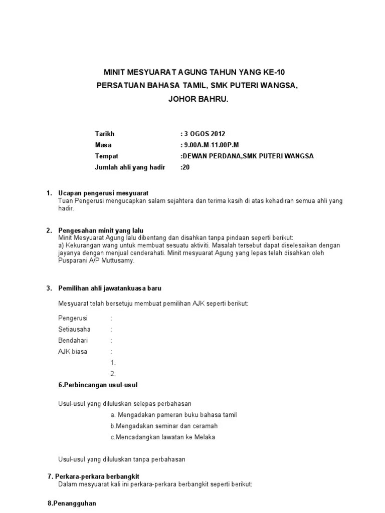 Contoh Membuat Perkara Dalam Minit Mesyuarat mesyuaratmajlis