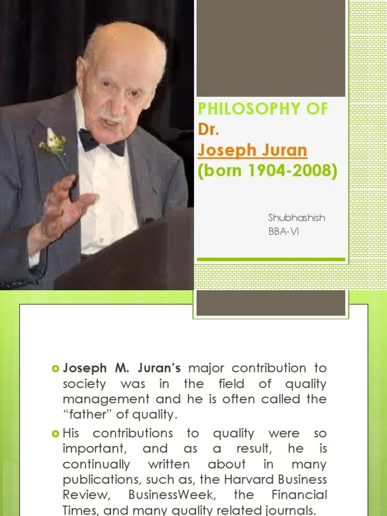 Philosophy of Dr Joseph Juran Quality Management Quality (Business)
