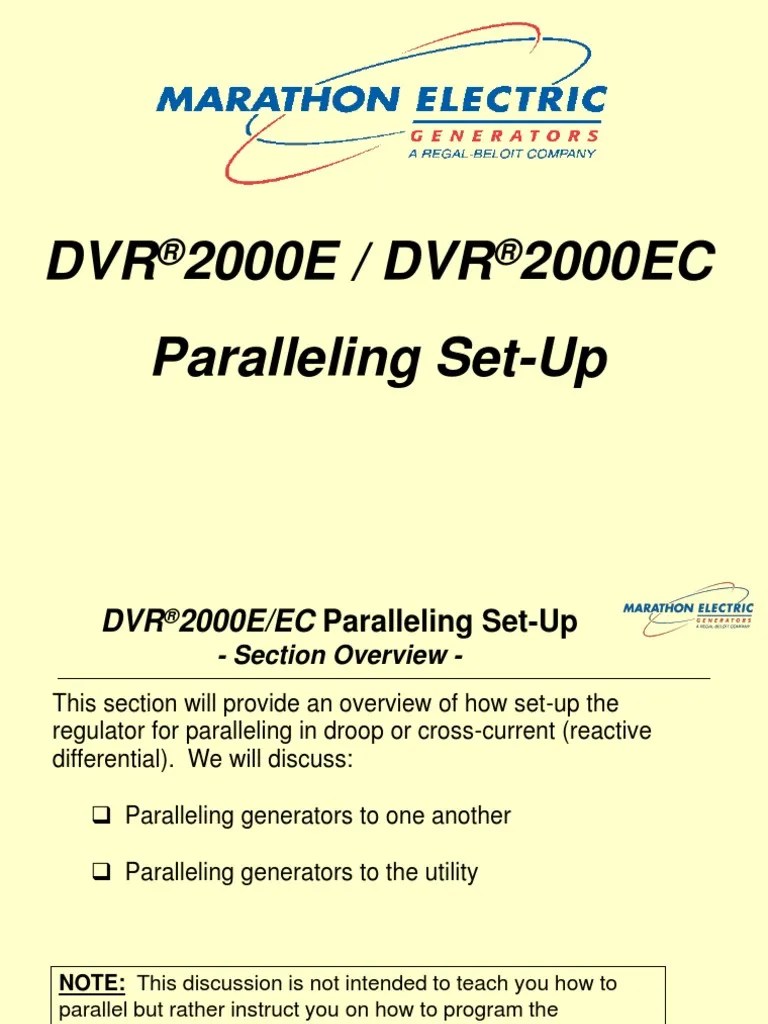 DVR2000E Training SECT 6 (Paralleling SetUp) PDF Electric