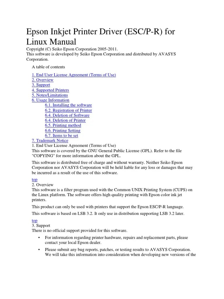 Epson Inkjet Printer Driver PDF Linux Distribution Media Technology