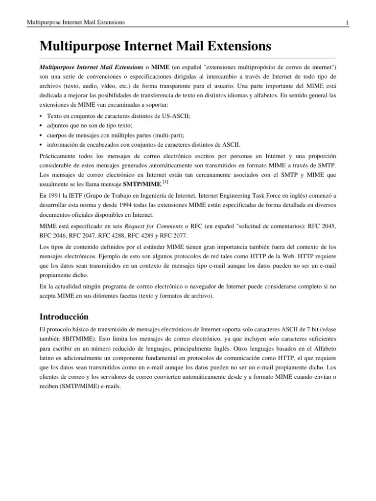 Multipurpose Mail Extensions PDF PDF Estándares de