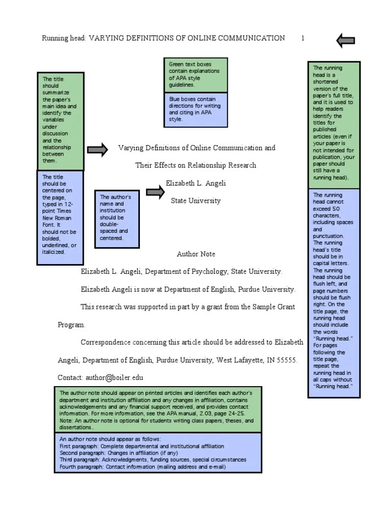 Sample APA Paper Purdue OWL Computer Mediated Communication