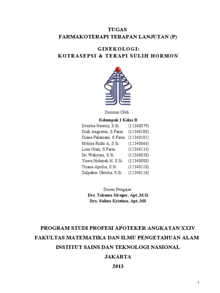 Materi I - Kelompok I - Ginekologi - Kotrasepsi &amp; Terapi Sulih Hormon | PDF