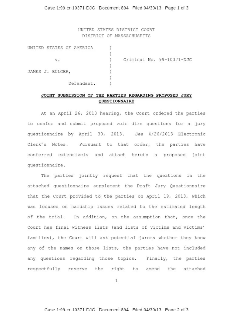 Jury Questionnaire Witness Testimony