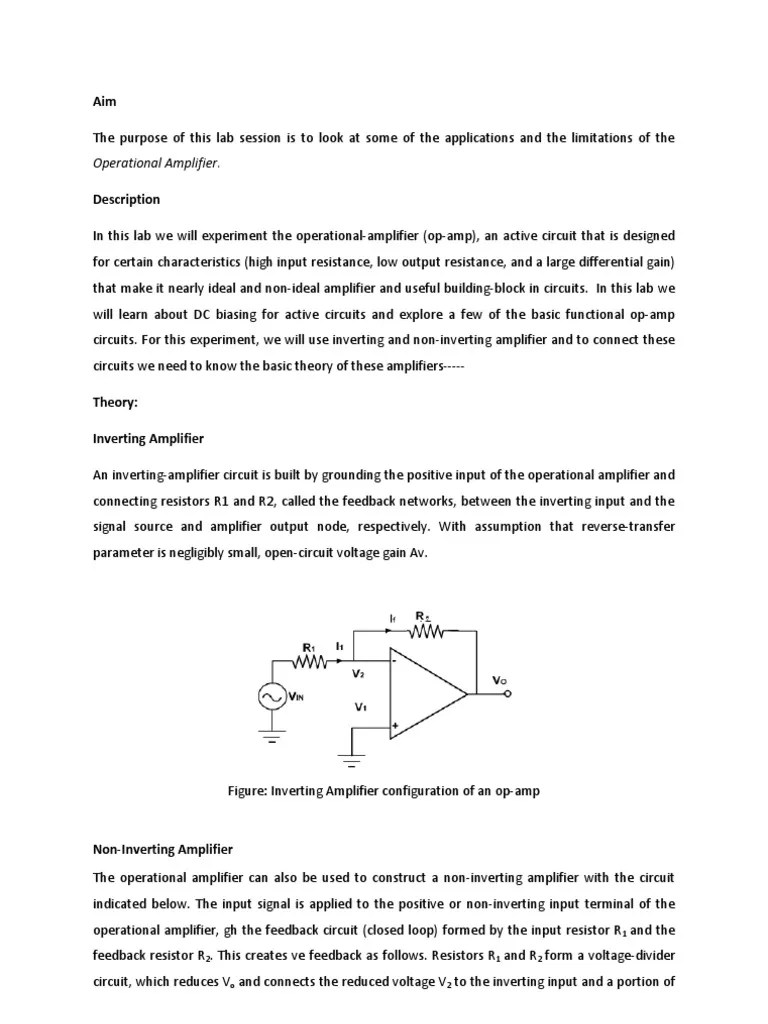 Final Op Amp Lab Report Operational Amplifier Electrical Circuits