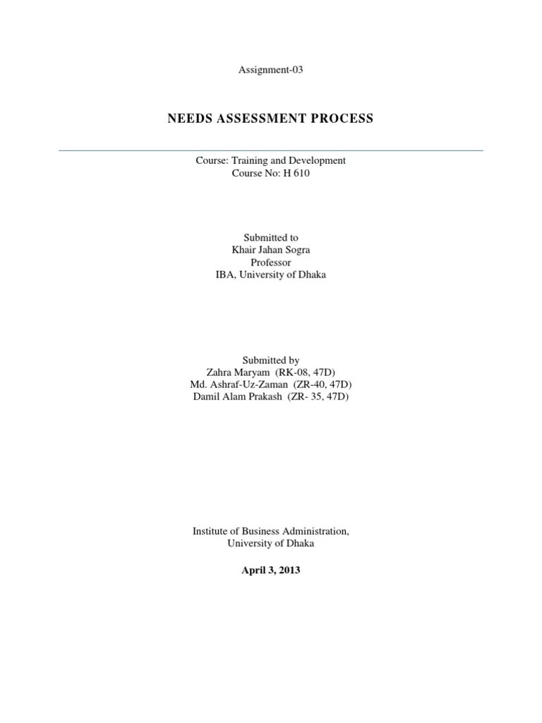 Training and Development Case Study PDF Needs Assessment Employment