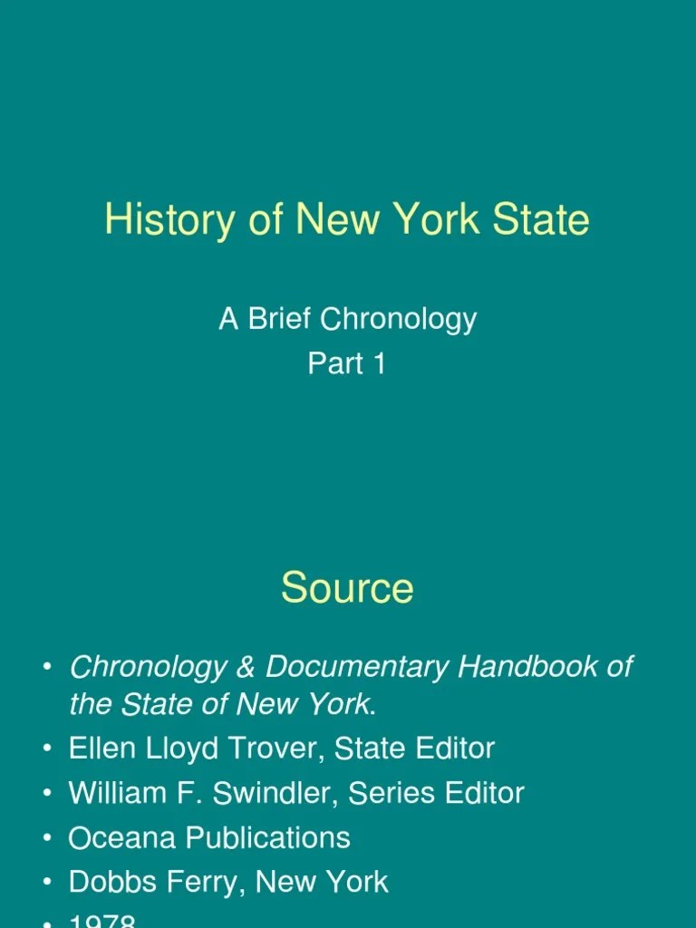 History of New York State A Brief Chronology PDF Alexander