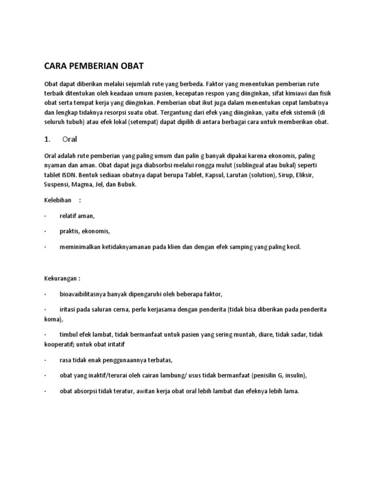 CARA PEMBERIAN OBAT