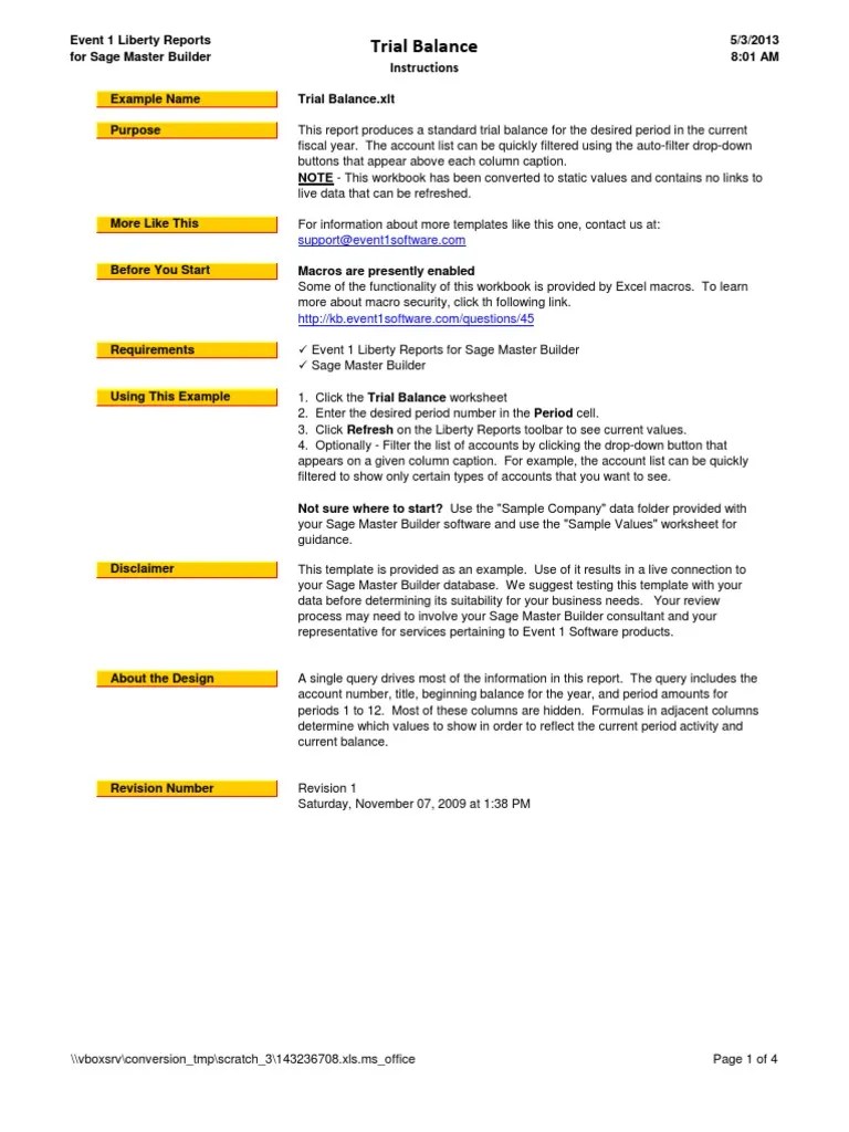 Trial Balance (Excel Format) Expense Liability (Financial Accounting)