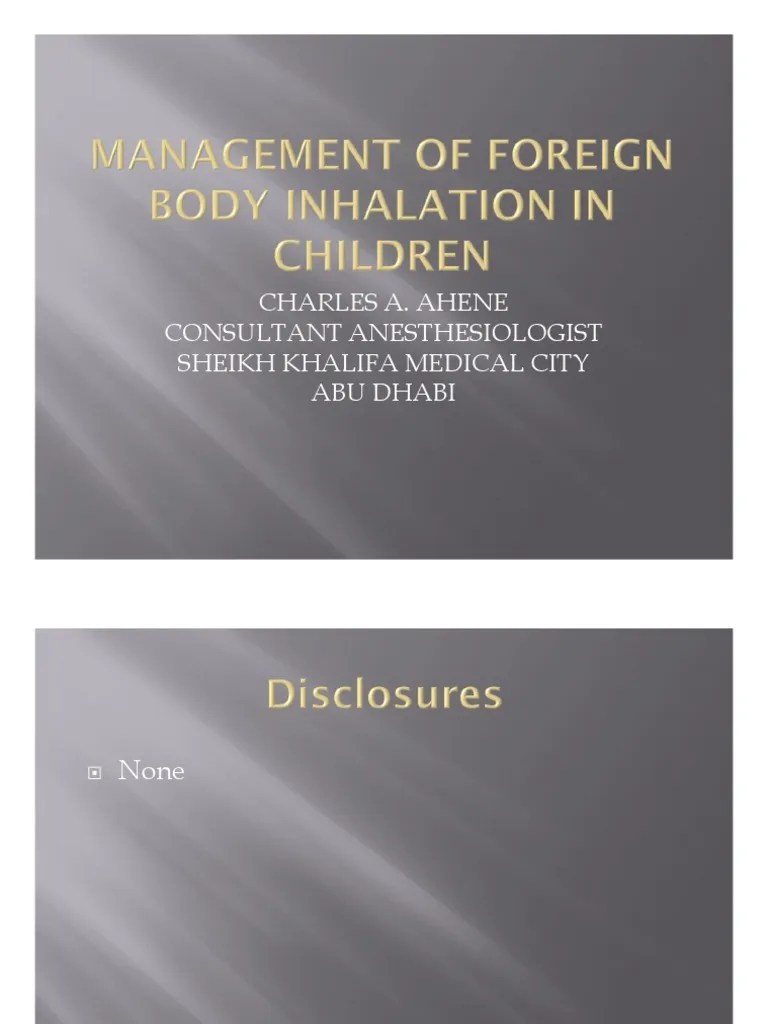 Management of Body Inhalation PDF Anesthesia Respiratory Tract