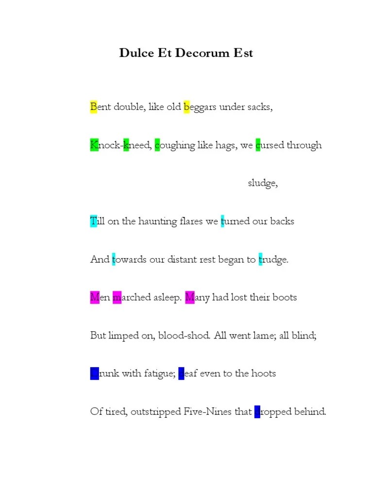 Dulce Et Decorum Est PDF Poetry