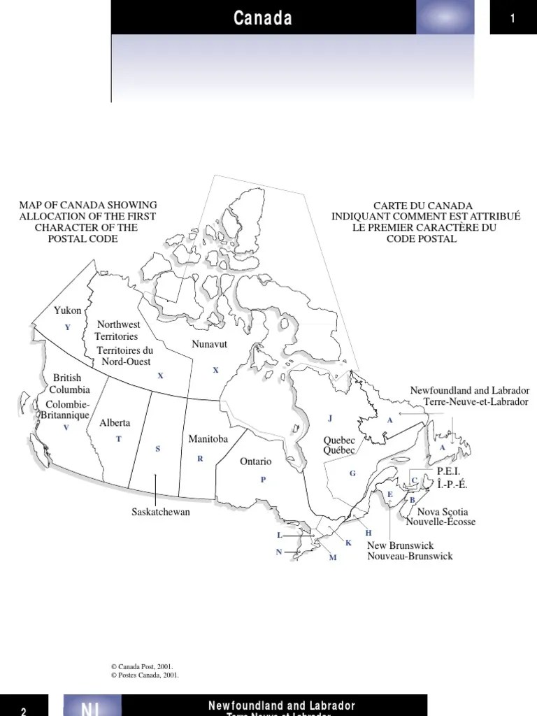 Canada Postal Codes PDF Provinces And Territories Of Canada