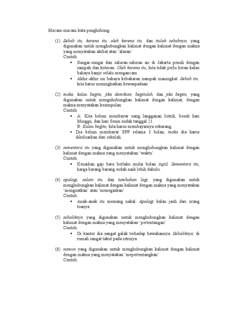 Contoh Kalimat Kata Penghubung - Mosaicone