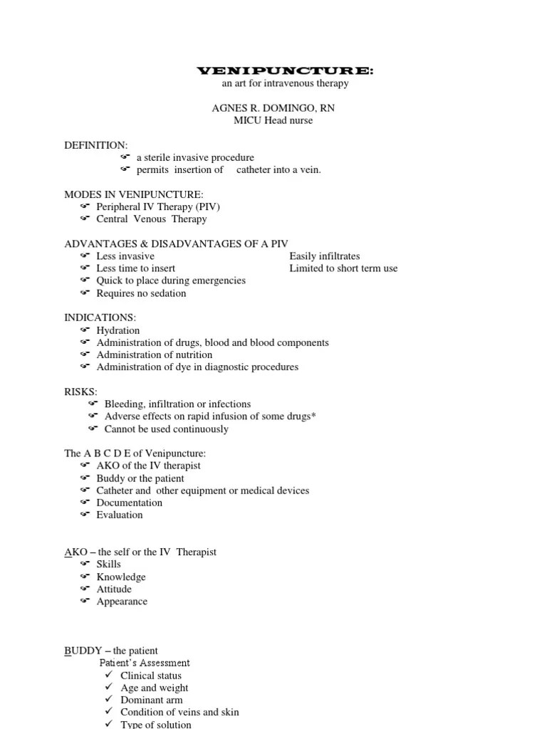The A B C D E of Venipuncture A Comprehensive Guide to Peripheral