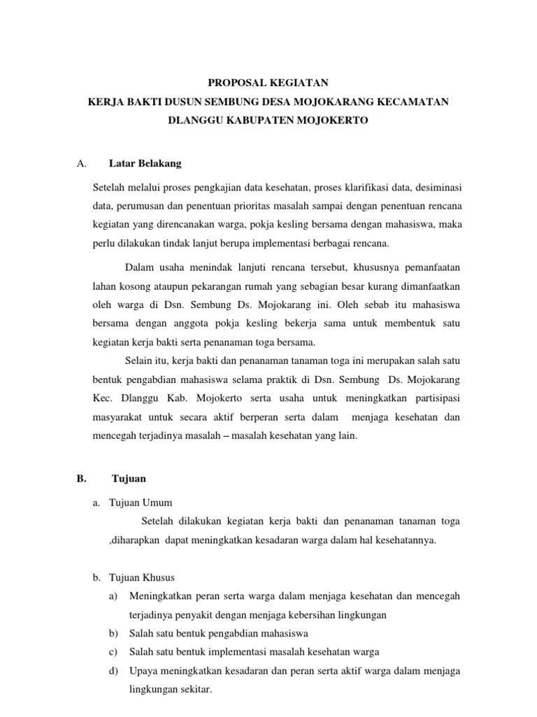 Proposal Kegiatan Kerja Bakti | PDF